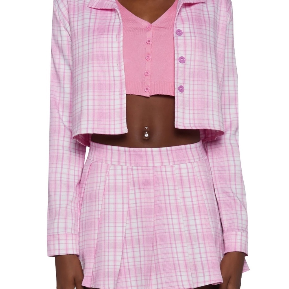 NWT Dollskill 4 pc Clueless Pink Plaid Costume/Pink Set Regina George Costume XS - Picture 2 of 15